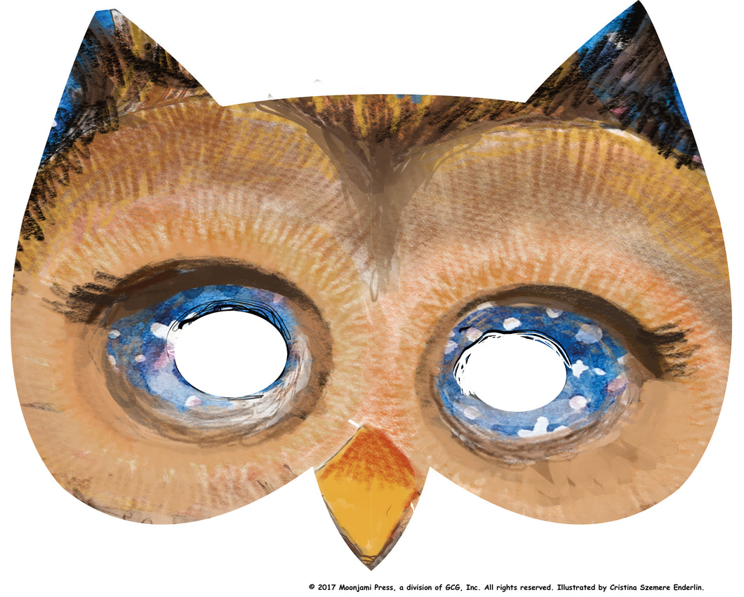 printable: Starry-eyed owl mask (full color)