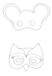 Printable: b/w animal masks to color